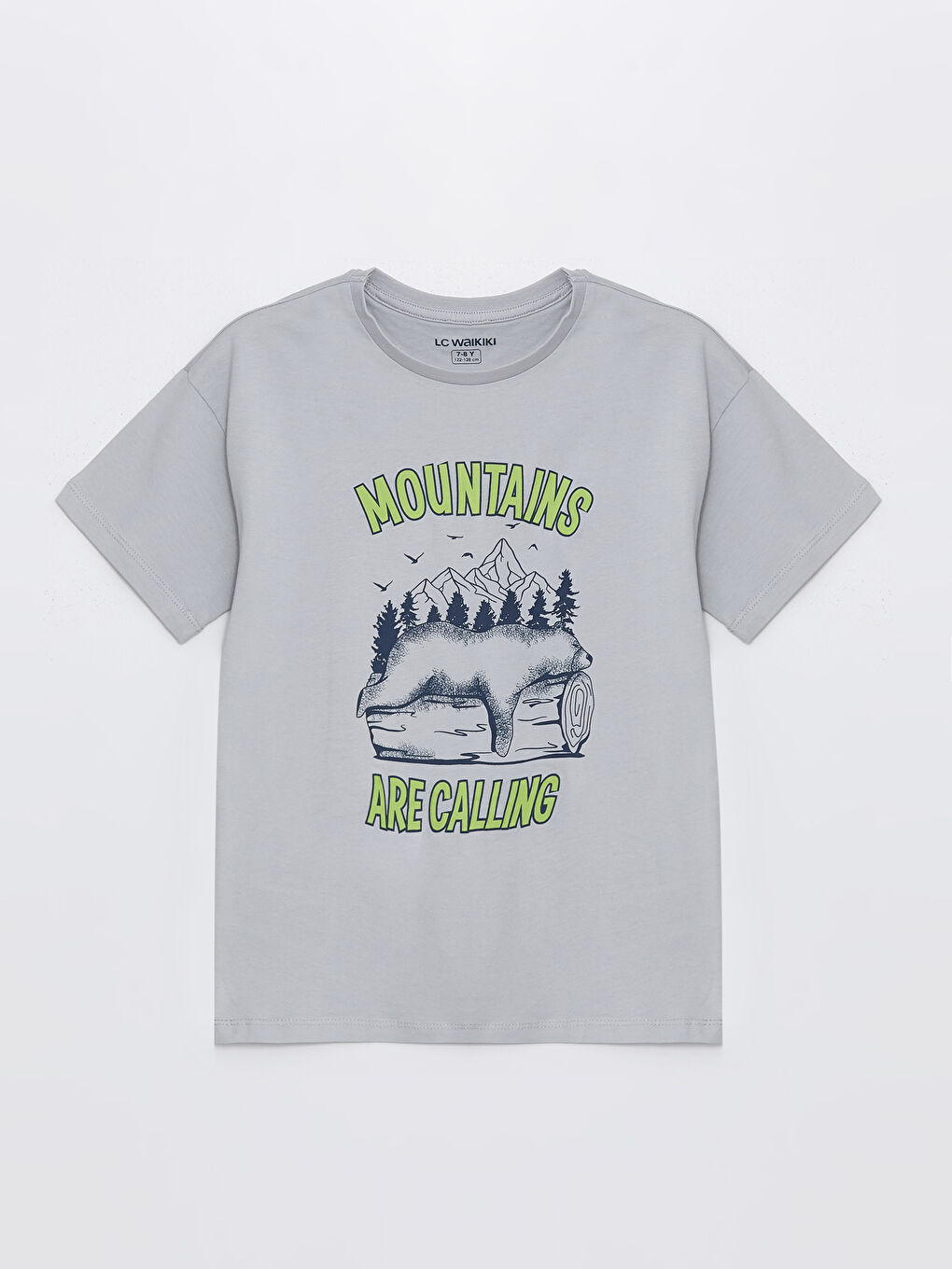 LCW Kids Gri Rahat Kalıp Bisiklet Yaka Erkek Çocuk Pijama Üst