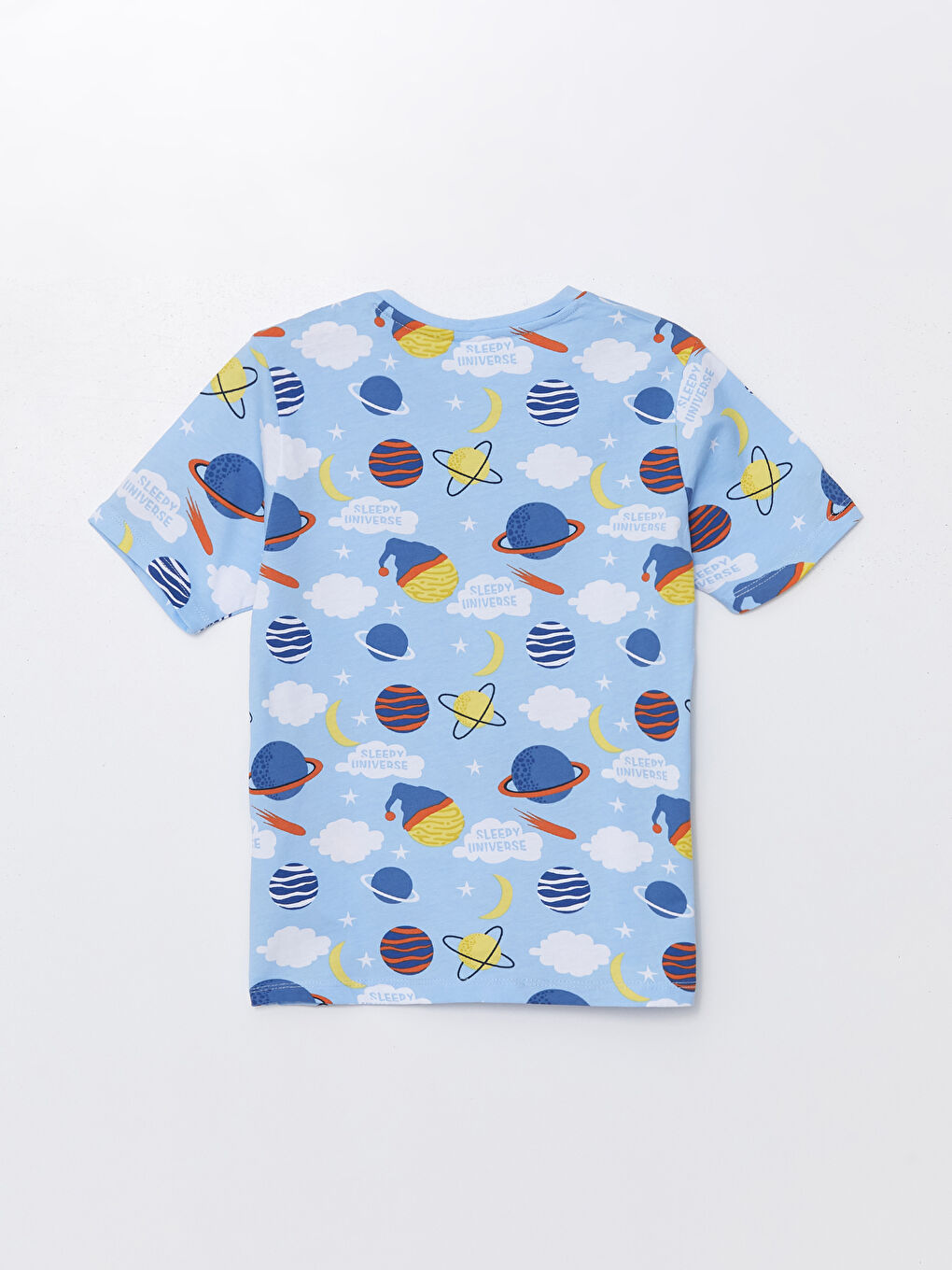 Mavi Bisiklet Yaka Baskılı Kısa Kollu Erkek Çocuk Pijama Üst-1