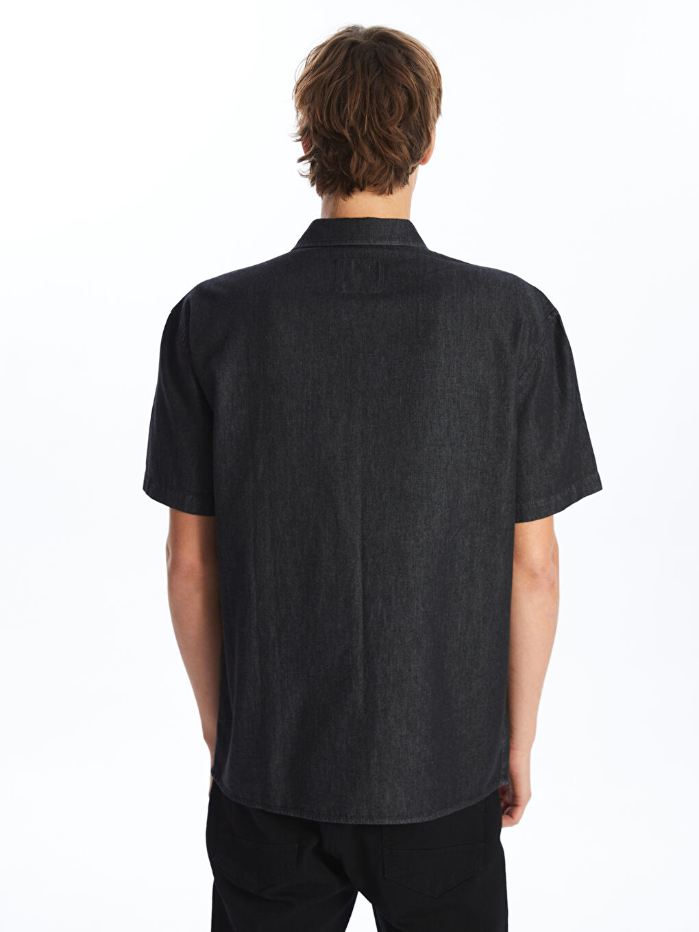Oversize Short Sleeve Men's Denim Shirt -S4EQ87Z8-326