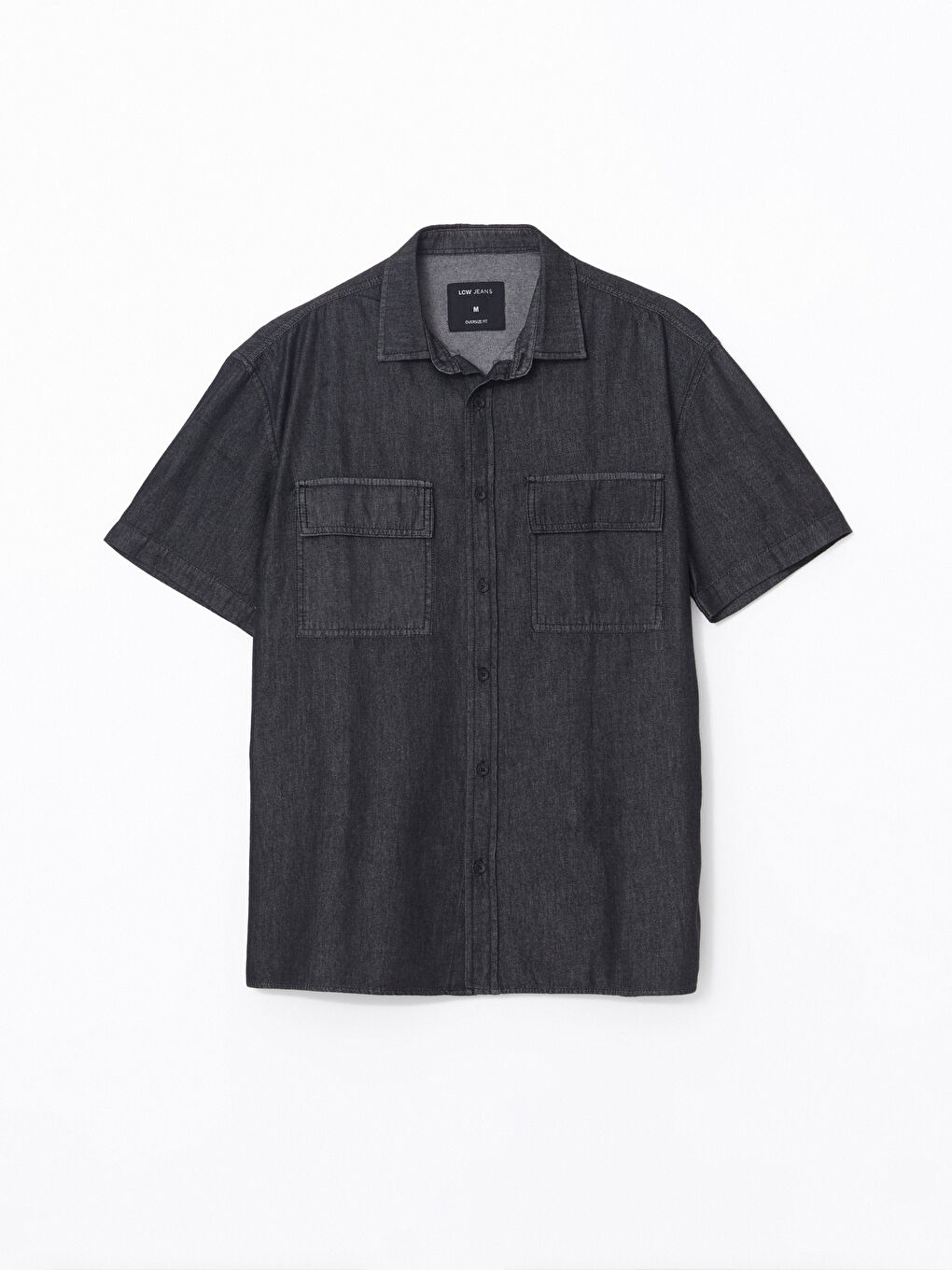 Oversize Short Sleeve Men's Denim Shirt -S4EQ87Z8-326