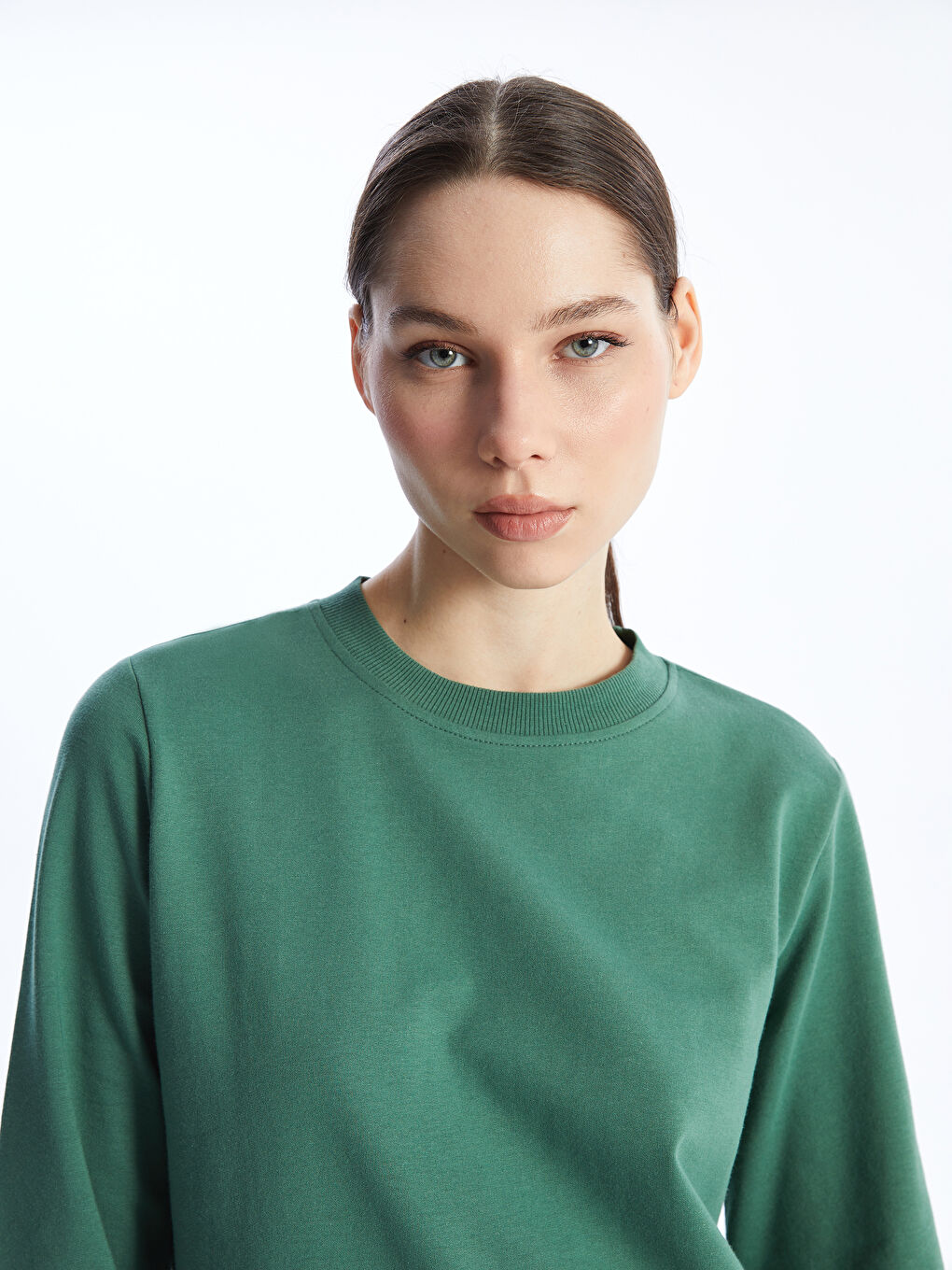 Crew Neck Straight Long Sleeve Women's Sweatshirt Tunic -S4ER02Z8-H8G