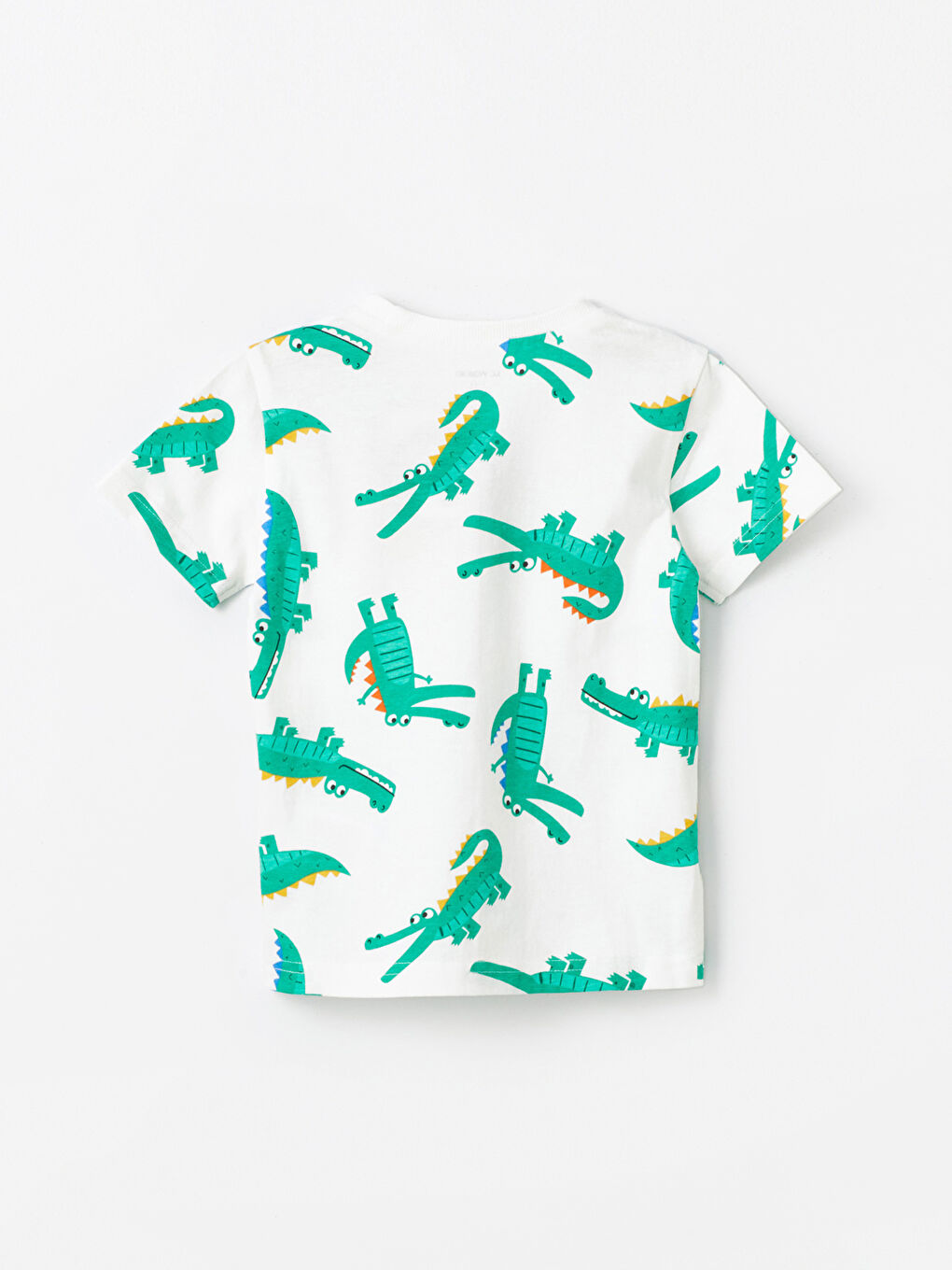 Ekru Bisiklet Yaka Kısa Kollu Baskılı Erkek Bebek Tişört-1