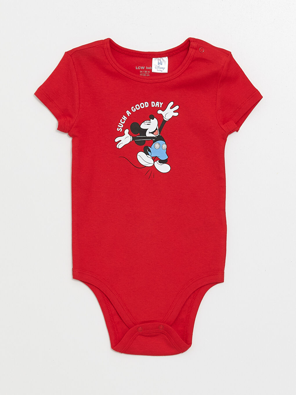 LCW baby Melanj Baskılı Bisiklet Yaka Mickey Mouse Baskılı Erkek Bebek Çıtçıtlı Body 2'li - 1