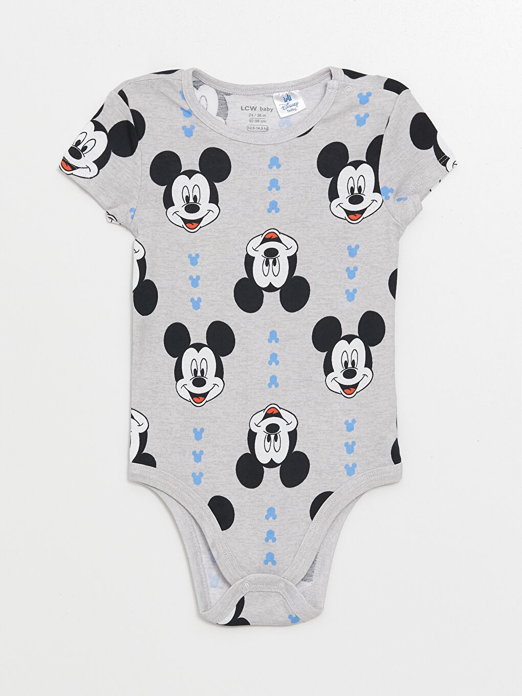 LCW baby Melanj Baskılı Bisiklet Yaka Mickey Mouse Baskılı Erkek Bebek Çıtçıtlı Body 2'li - 3