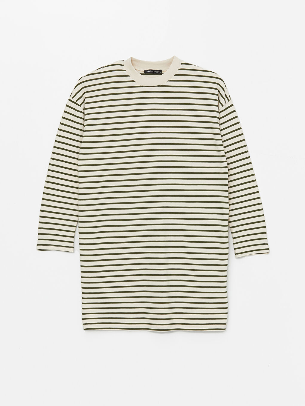 Crew Neck Striped Long Sleeve Women's Tunic -S4ER43Z8-LFT