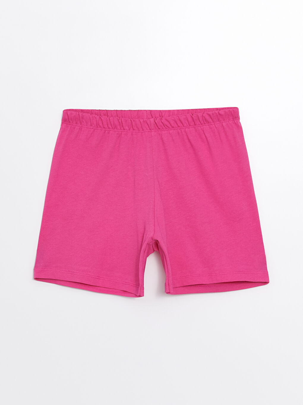 Fuşya Beli Lastikli Basic Kız Çocuk Pijama Şort