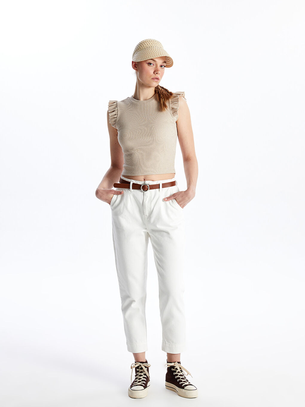 Perforated Patterned Women's Visor Hat -S4ER93Z8-CR8