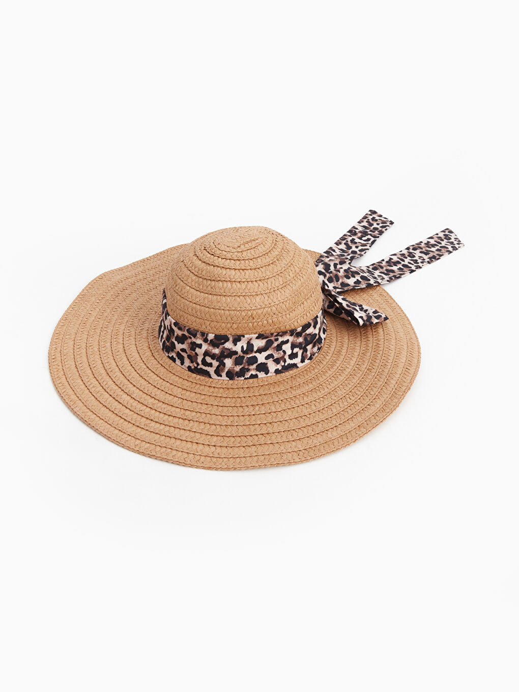 Leopard Patterned Women's Straw Fedora Hat-2
