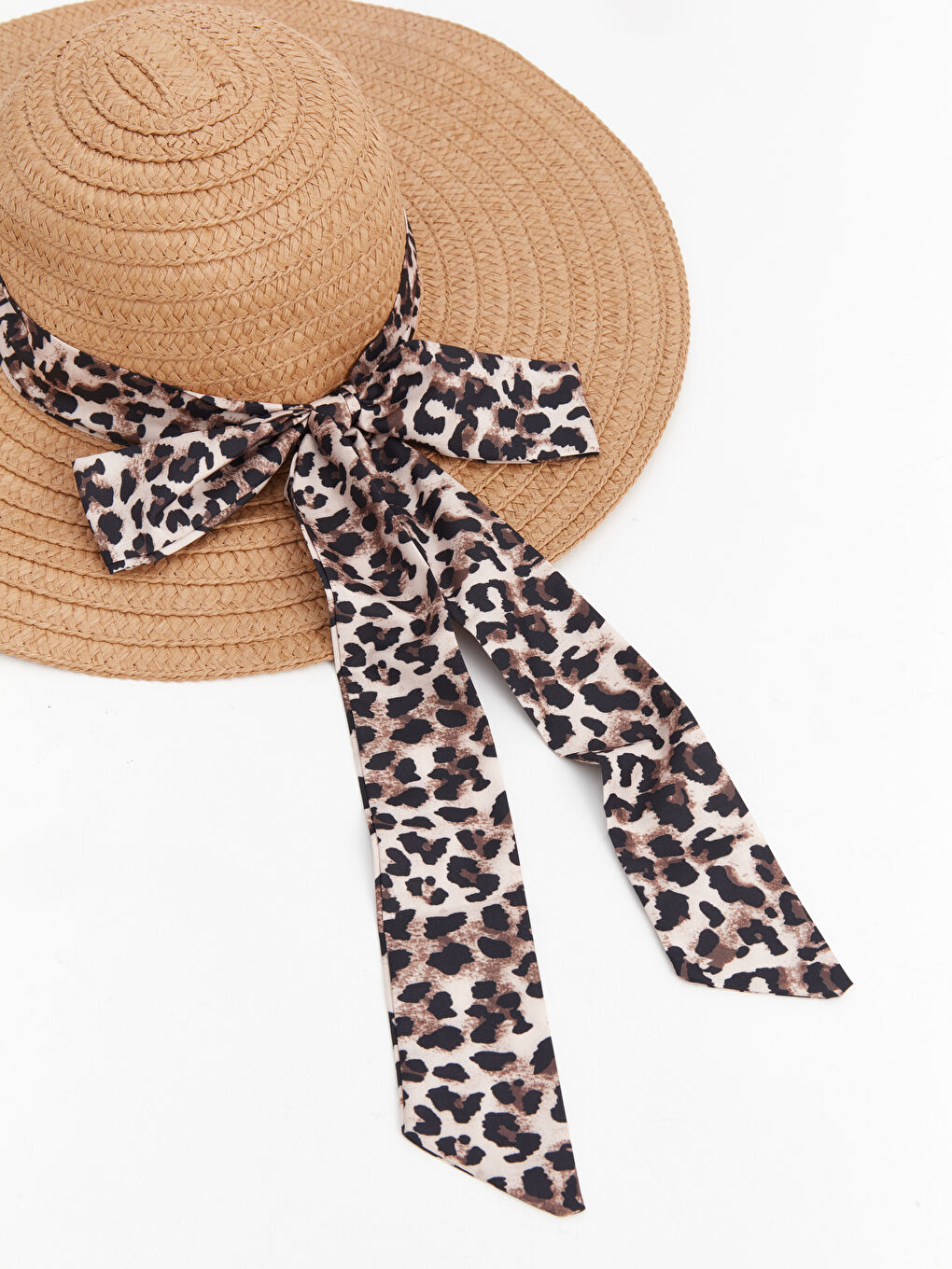 Leopard Patterned Women's Straw Fedora Hat-3