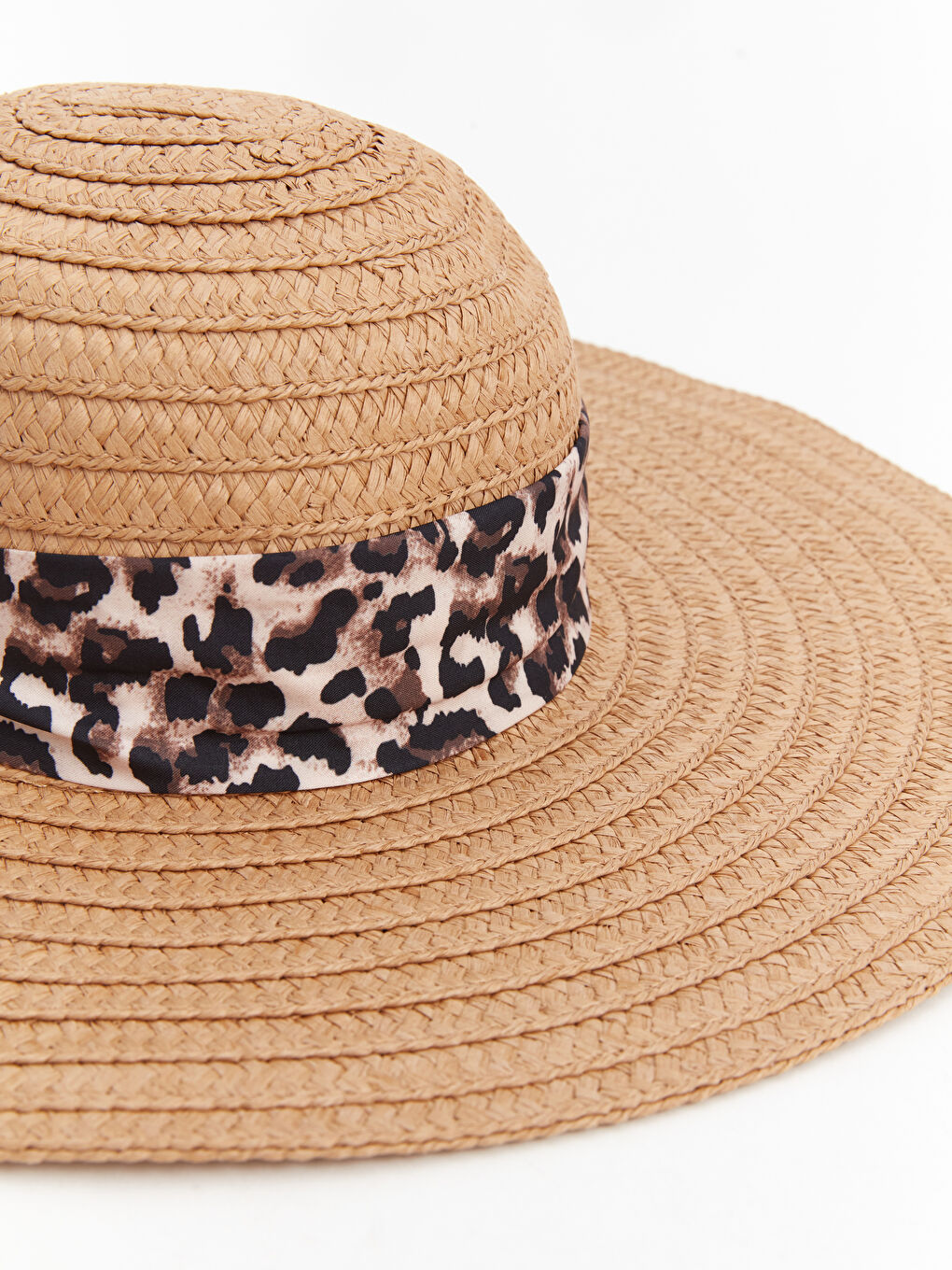 Leopard Patterned Women's Straw Fedora Hat-4