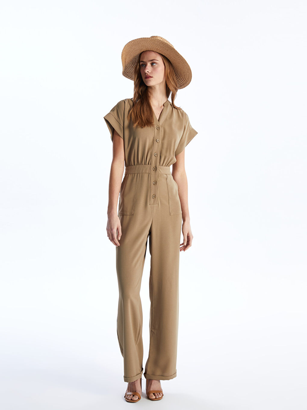 Women's Straw Fedora Hat with Stripe Detail -S4ES14Z8-CR8