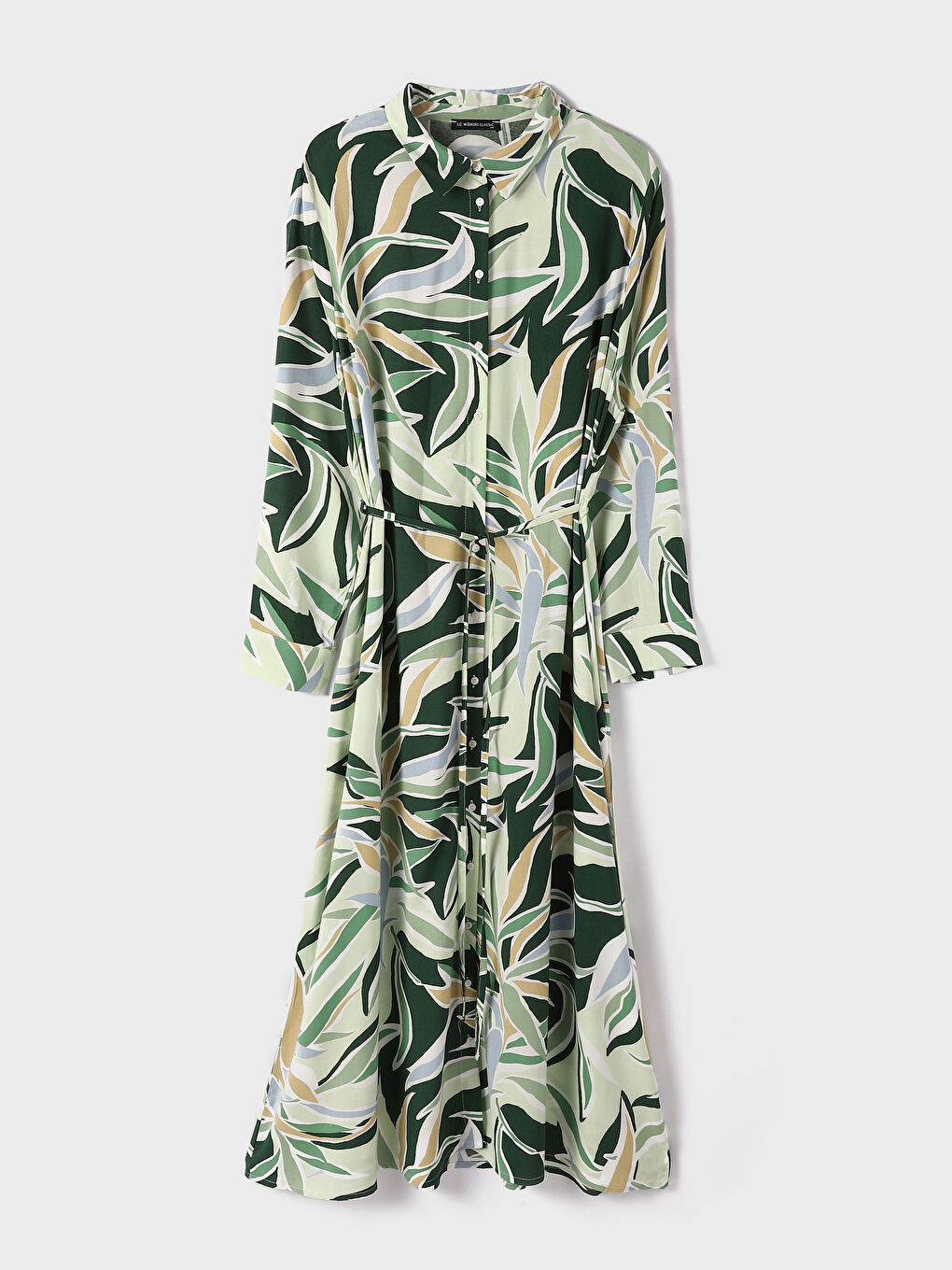 Robe à manches longues à motif avec col pour Femmes