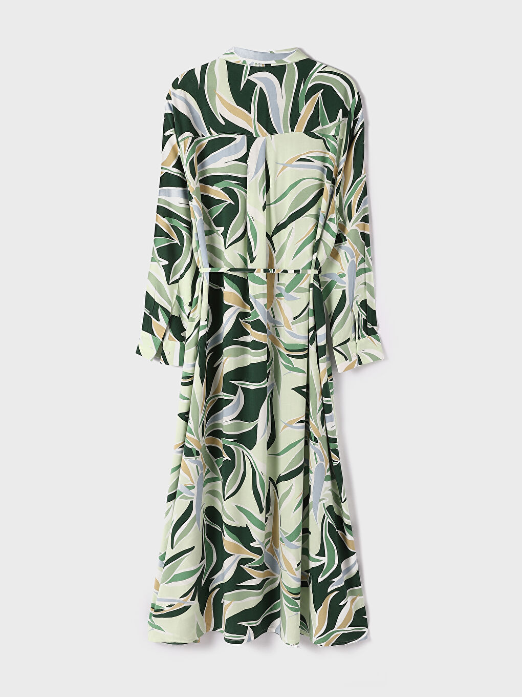 Robe à manches longues à motif avec col pour Femmes-1