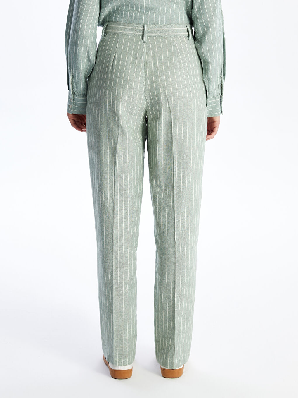 LCW Vision Standard Fit Striped Linen Blend Women's Trousers -S4ES31Z8-LGE