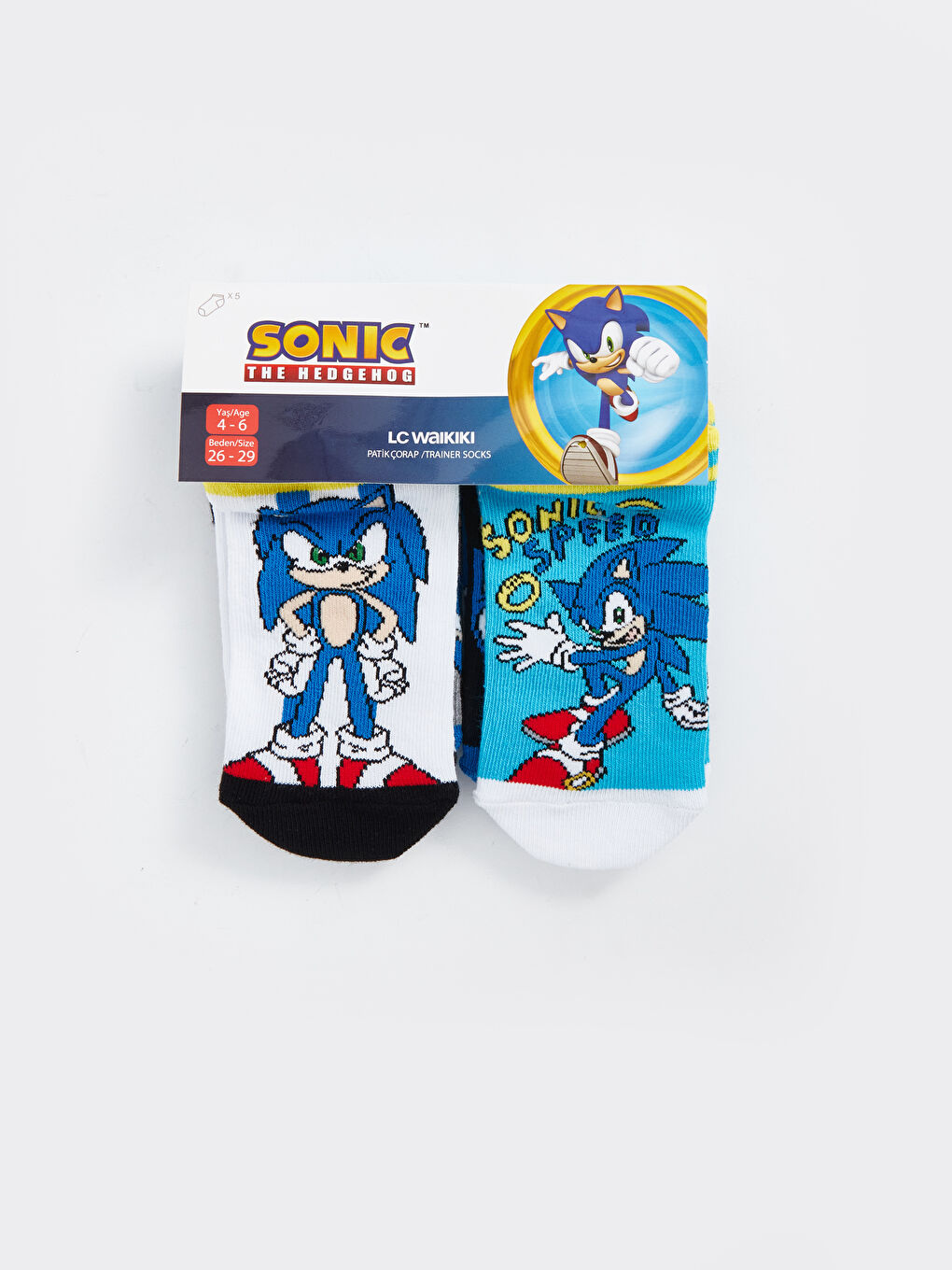 LCW Kids Karişik Sonic Desenli Erkek Çocuk Patik Çorap 5'li - 2