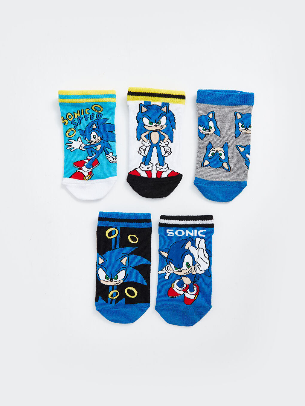 LCW Kids Karişik Sonic Desenli Erkek Çocuk Patik Çorap 5'li