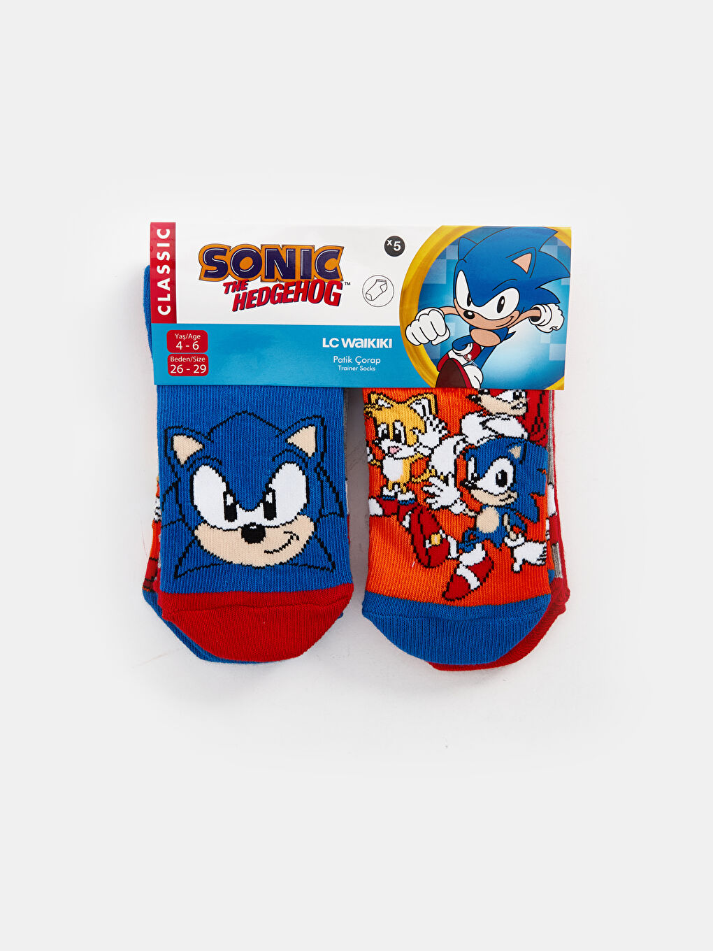 LCW Kids Karışık Renk İpliği Boyalı Sonic Desenli Erkek Çocuk Patik Çorap 5'li - 2