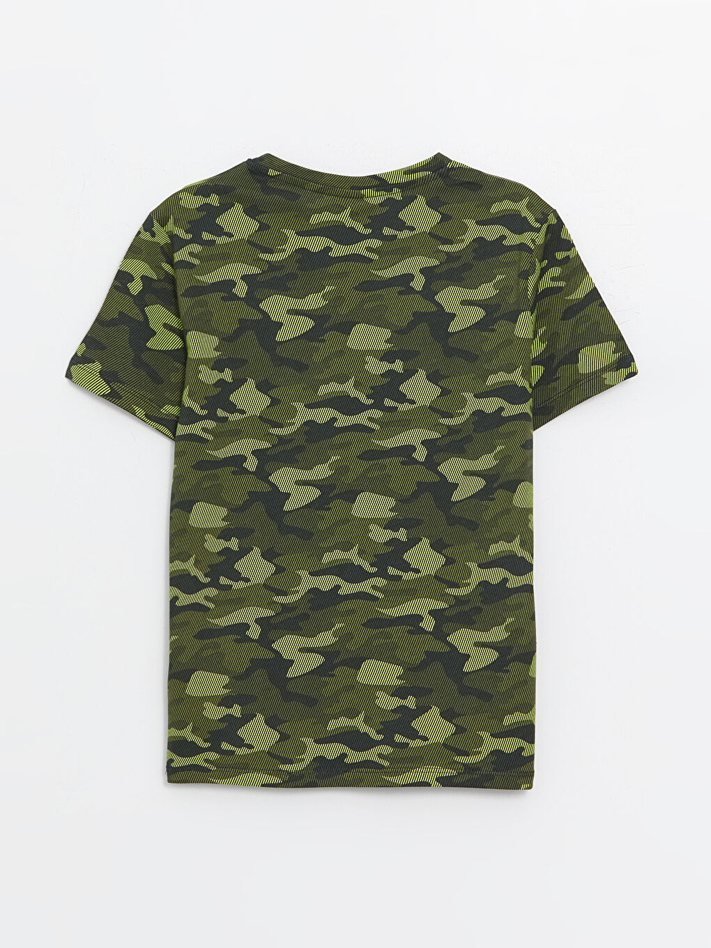 Haki Bisiklet Yaka Kamuflaj Desenli Kısa Kollu Erkek Çocuk Tişört-1