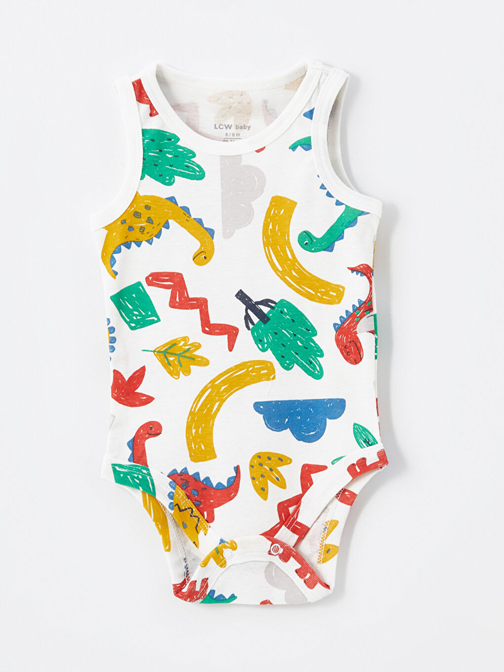 بدلة جسم أولاد رضع بياقة دائرية مطبوعة مع كباسين في منطقة الحفاض - مجموعتين-1