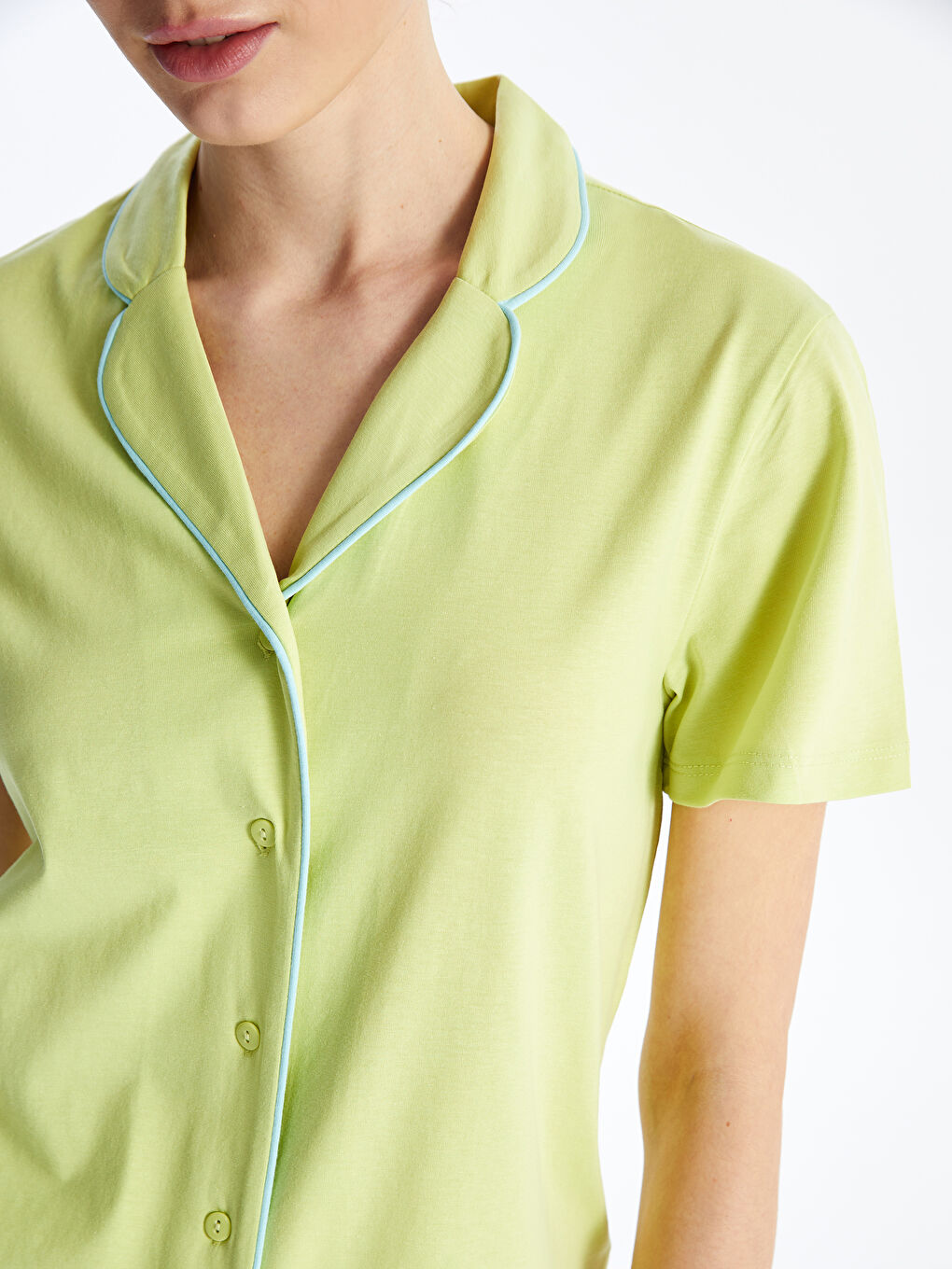 Shirt Collar Straight Short Sleeve Women Short Pajamas Set -S4ET97Z8-FV0