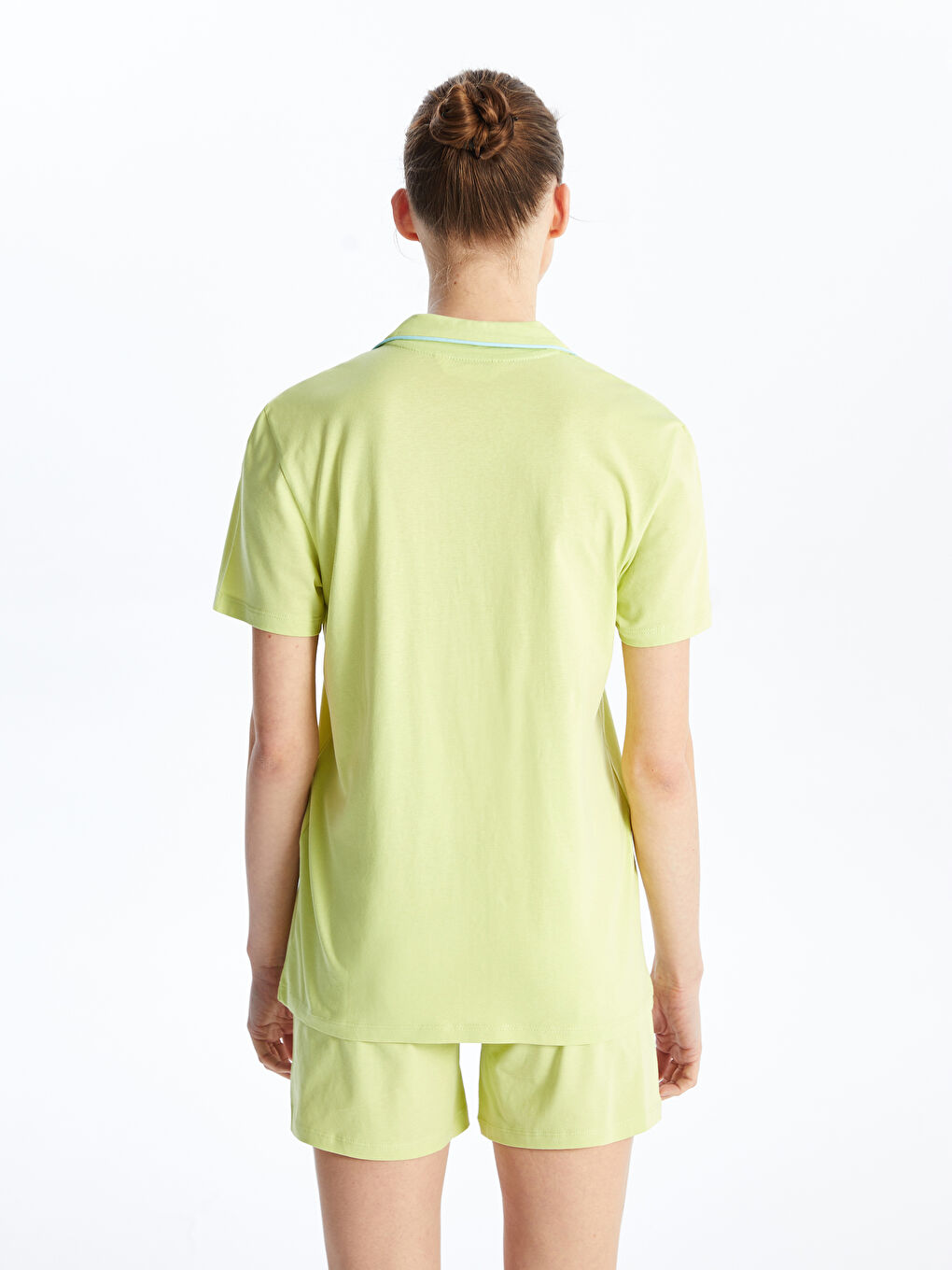 Shirt Collar Straight Short Sleeve Women Short Pajamas Set -S4ET97Z8-FV0