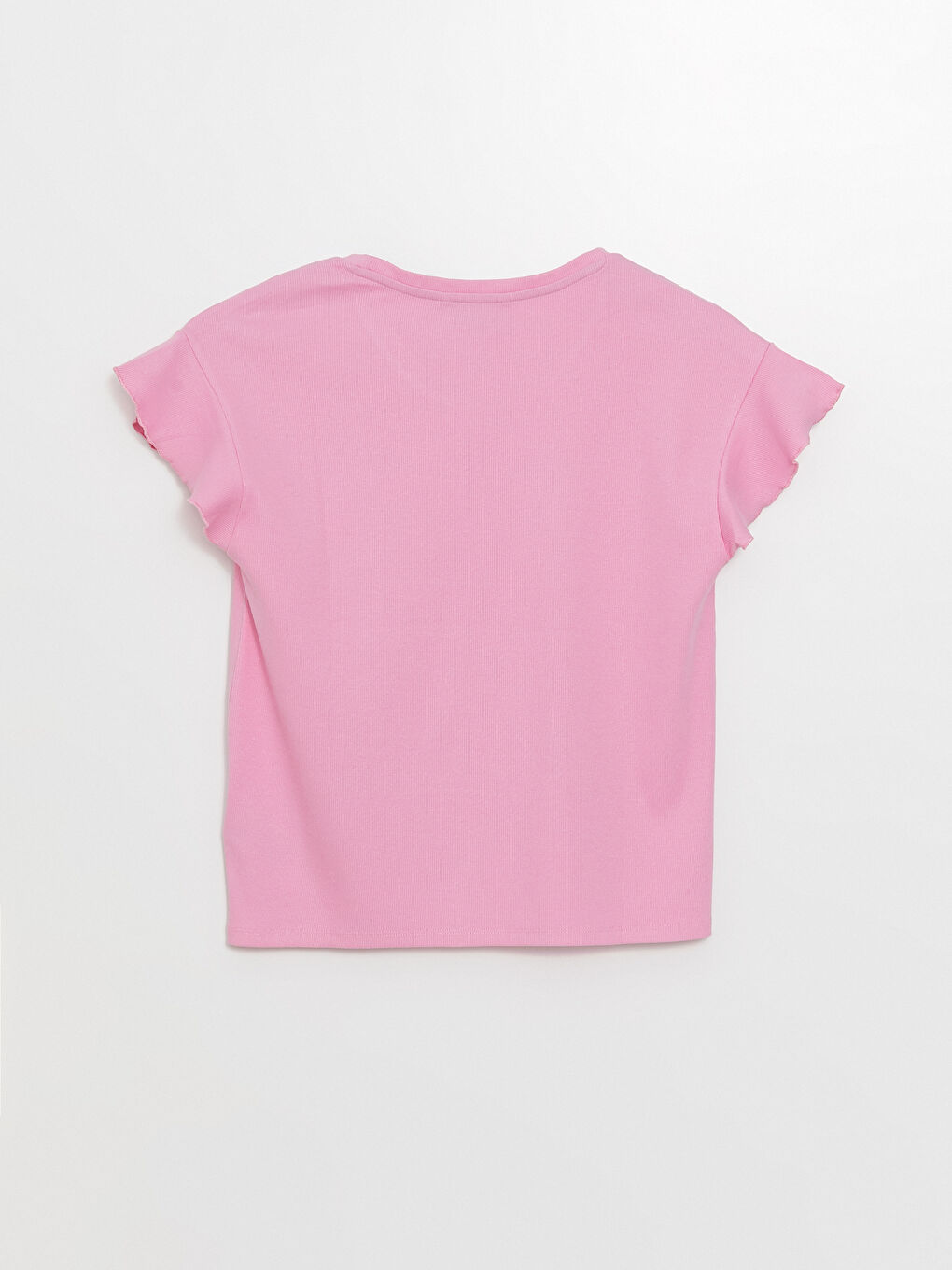 Pembe Bisiklet Yaka Fırfırlı Kadın Pijama Üstü-1