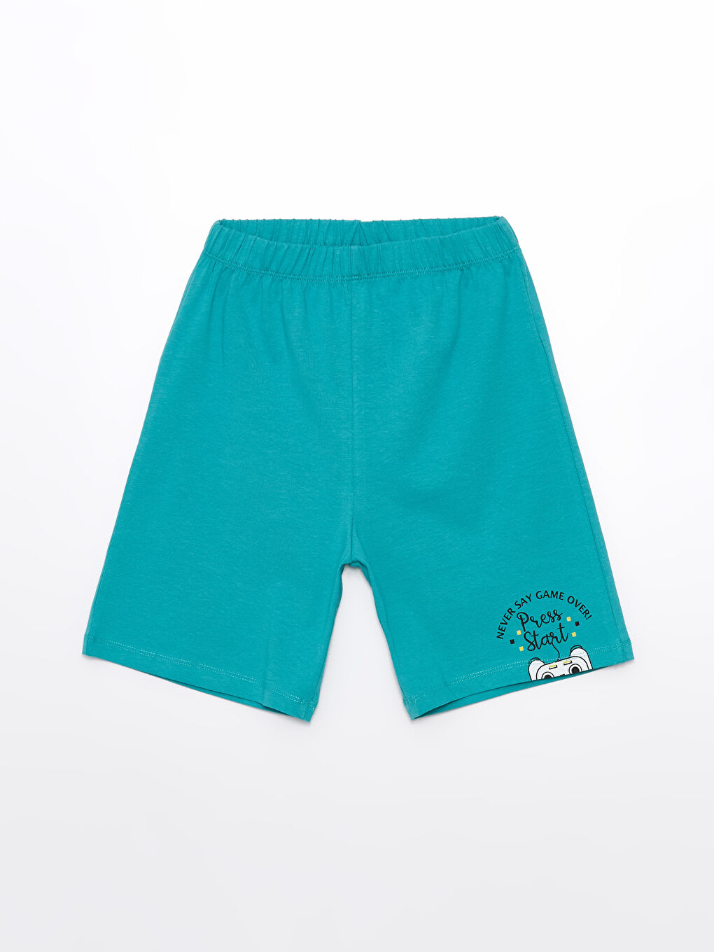 Yeşil Beli Lastikli Baskılı Erkek Çocuk Pijama Şort