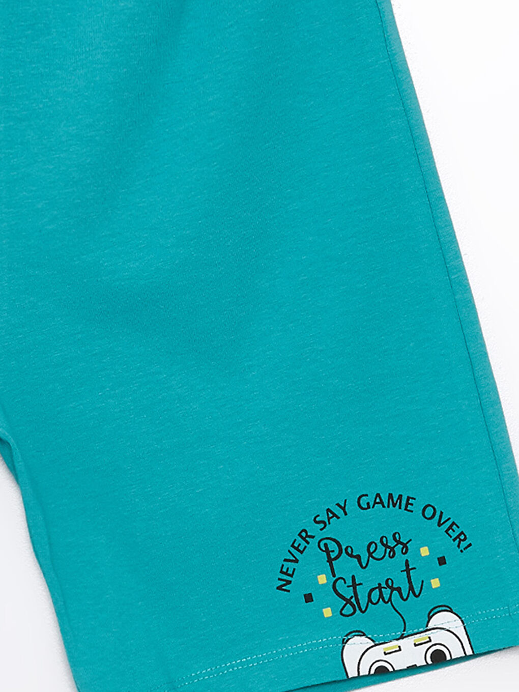 Yeşil Beli Lastikli Baskılı Erkek Çocuk Pijama Şort-2