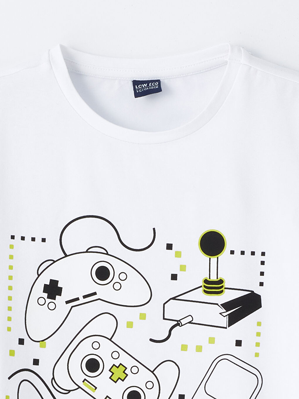 Beyaz Bisiklet Yaka Baskılı Kısa Kollu Erkek Çocuk Pijama Üst-2