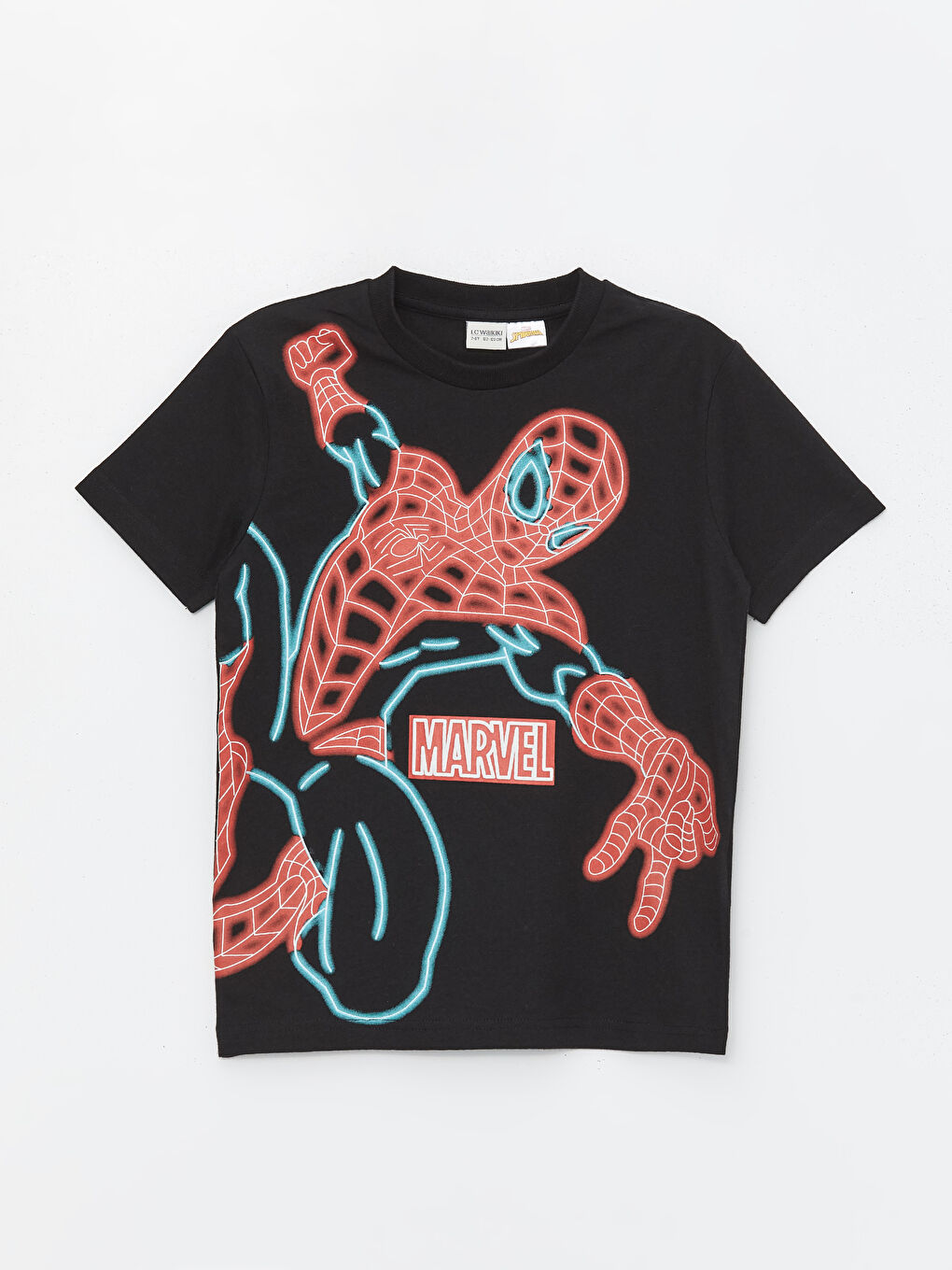Tricou cu Mânecă Scurtă și Guler Rotund Imprimat Spider-Man pentru Băieți și Șorturi-1