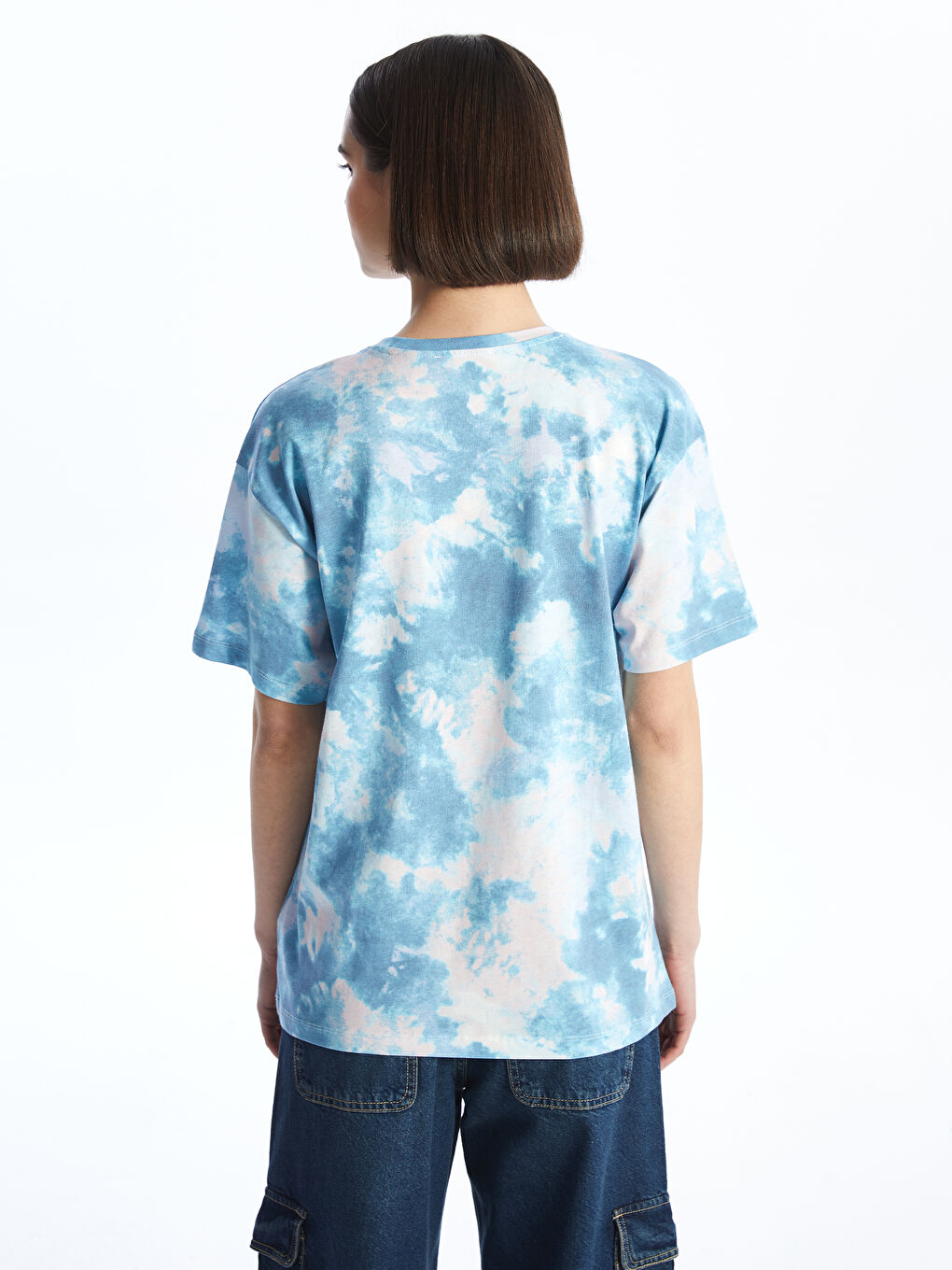 Tricou cu Guler Rotund Imprimat Mickey Mouse cu Mânecă Scurtă pentru Femei-9