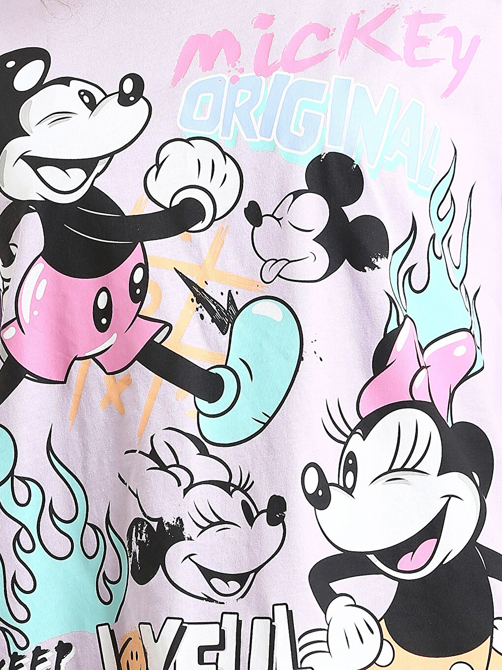 Tricou cu Guler Rotund Imprimat Mickey Mouse cu Mânecă Scurtă pentru Femei-4