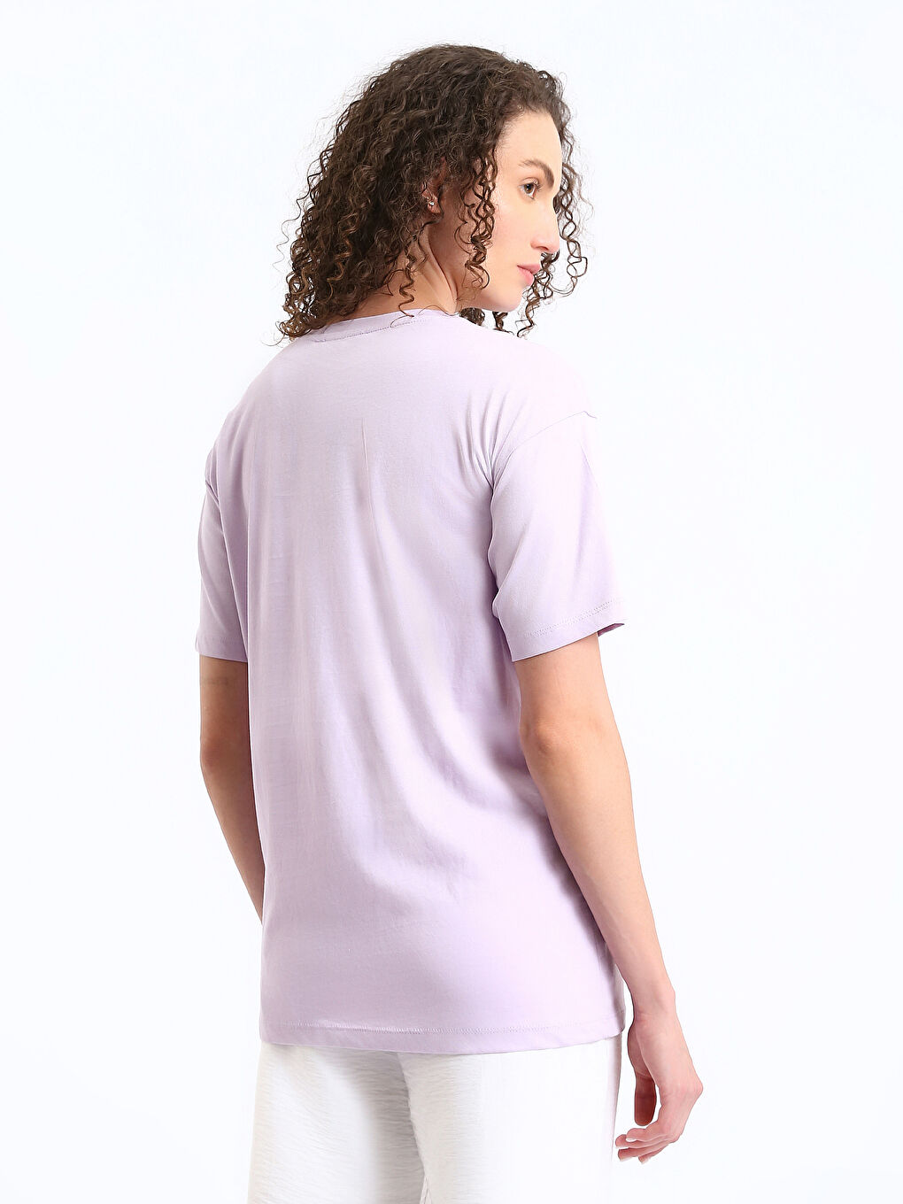 Tricou cu Guler Rotund Imprimat Mickey Mouse cu Mânecă Scurtă pentru Femei-8