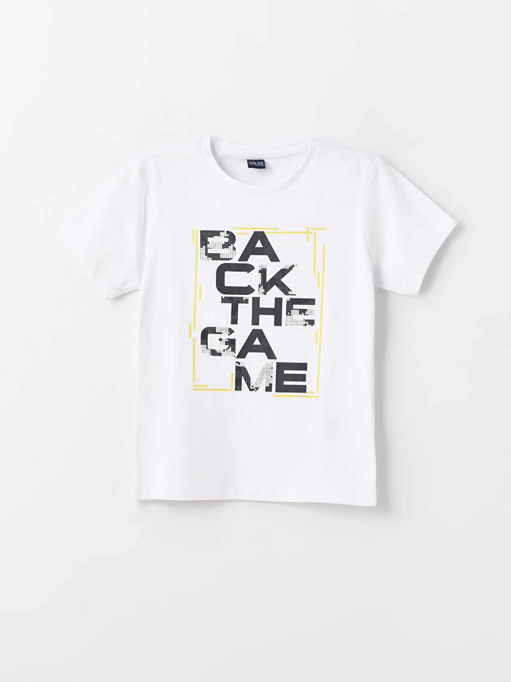 Beyaz Bisiklet Yaka Baskılı Kısa Kollu Erkek Çocuk Pijama Üst