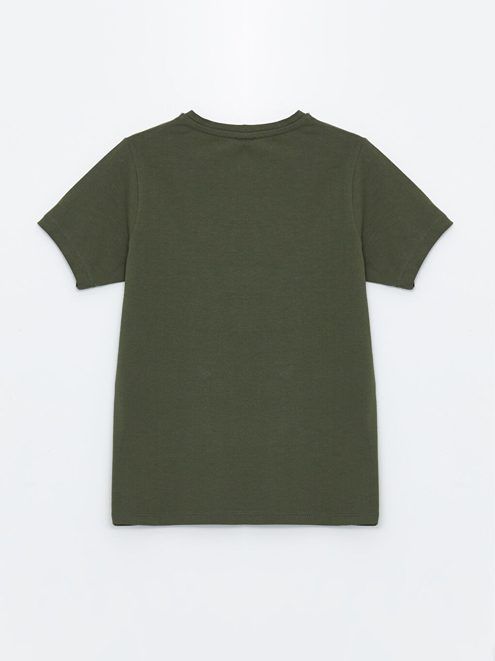 Haki Bisiklet Yaka Baskılı Kısa Kollu Erkek Çocuk Pijama Üst-1