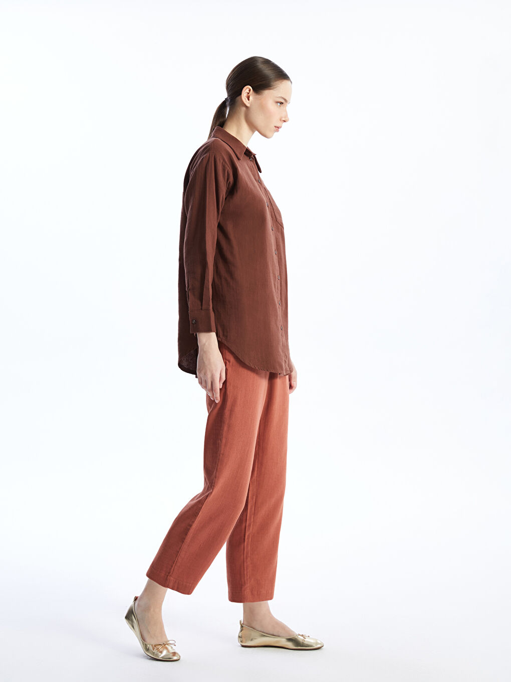 Elastic Waist Comfortable Fit Muslin Women's Trousers -S4EV74Z8-V0W