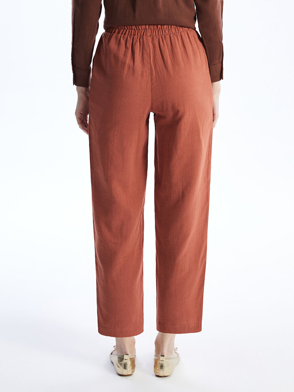 Elastic Waist Comfortable Fit Muslin Women's Trousers -S4EV74Z8-V0W