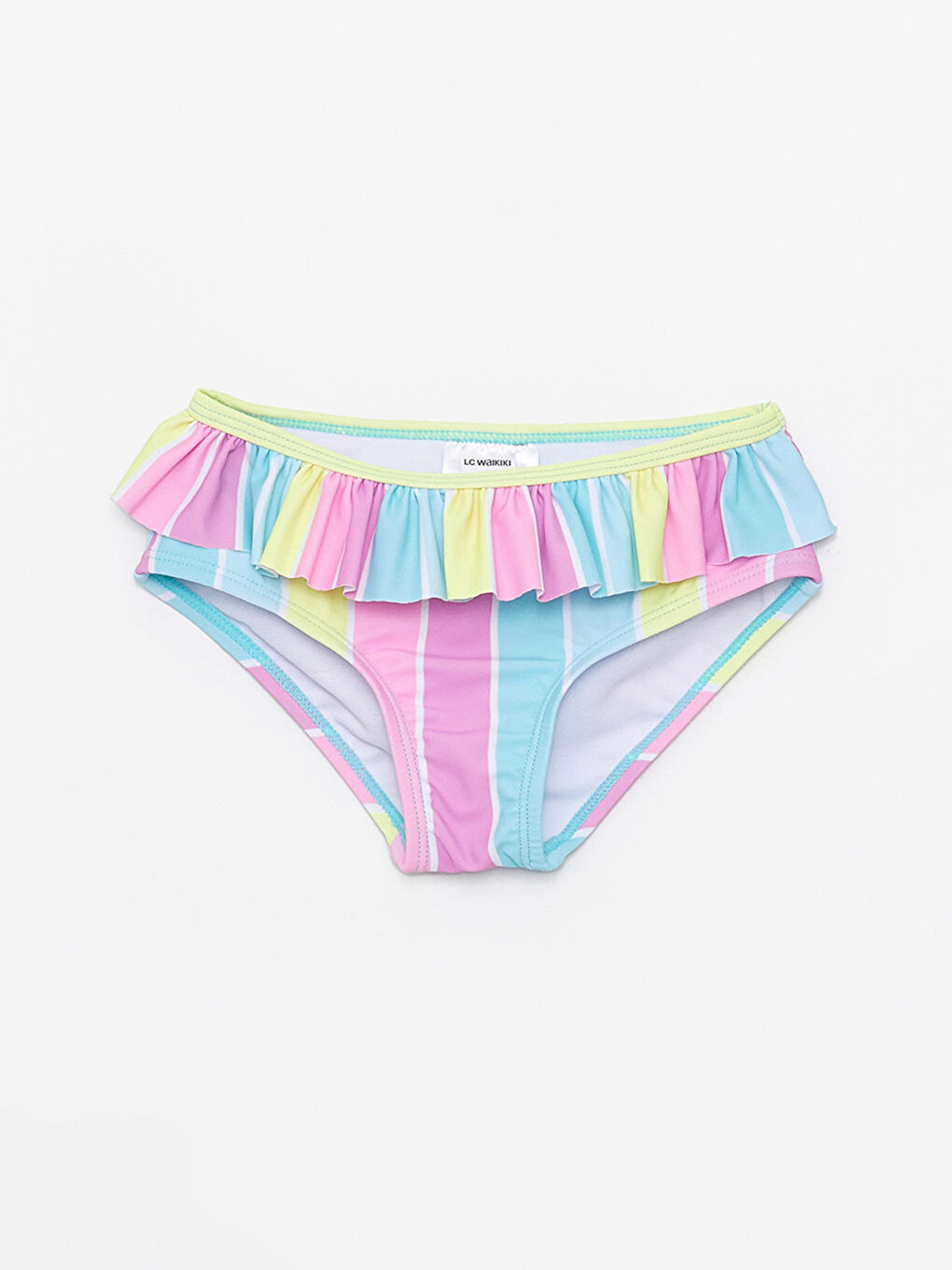 Yeşil Beli Lastikli Renk Bloklu Kız Bebek Bikini Alt