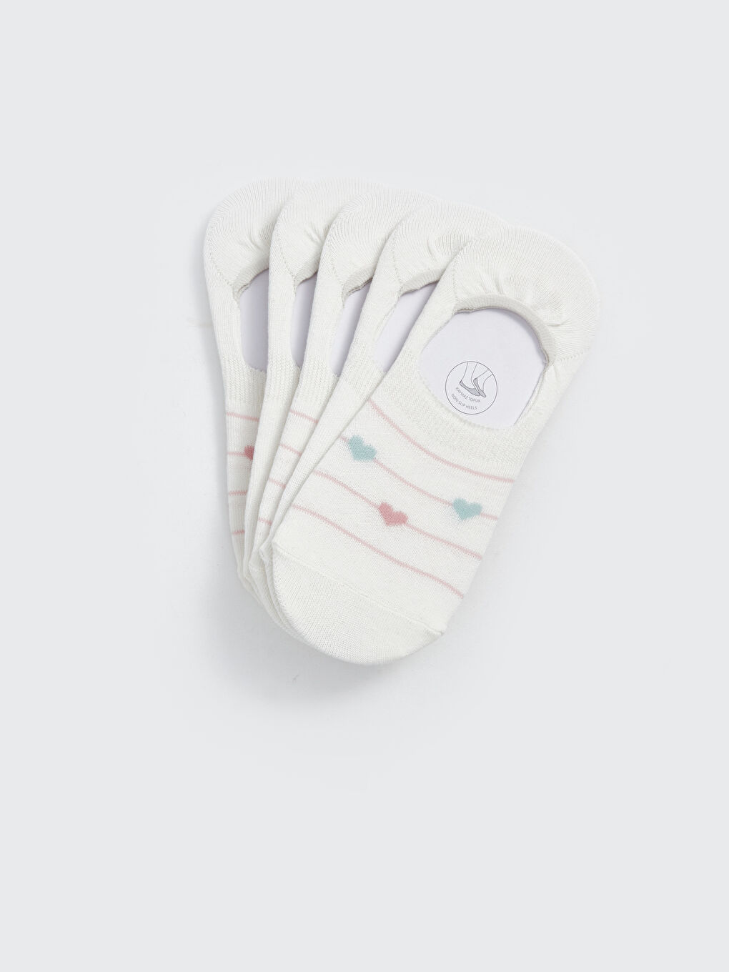 LCW DREAM Heart Patterned Women's Invisible Socks 5 Pack -S4EY14Z8-FDU