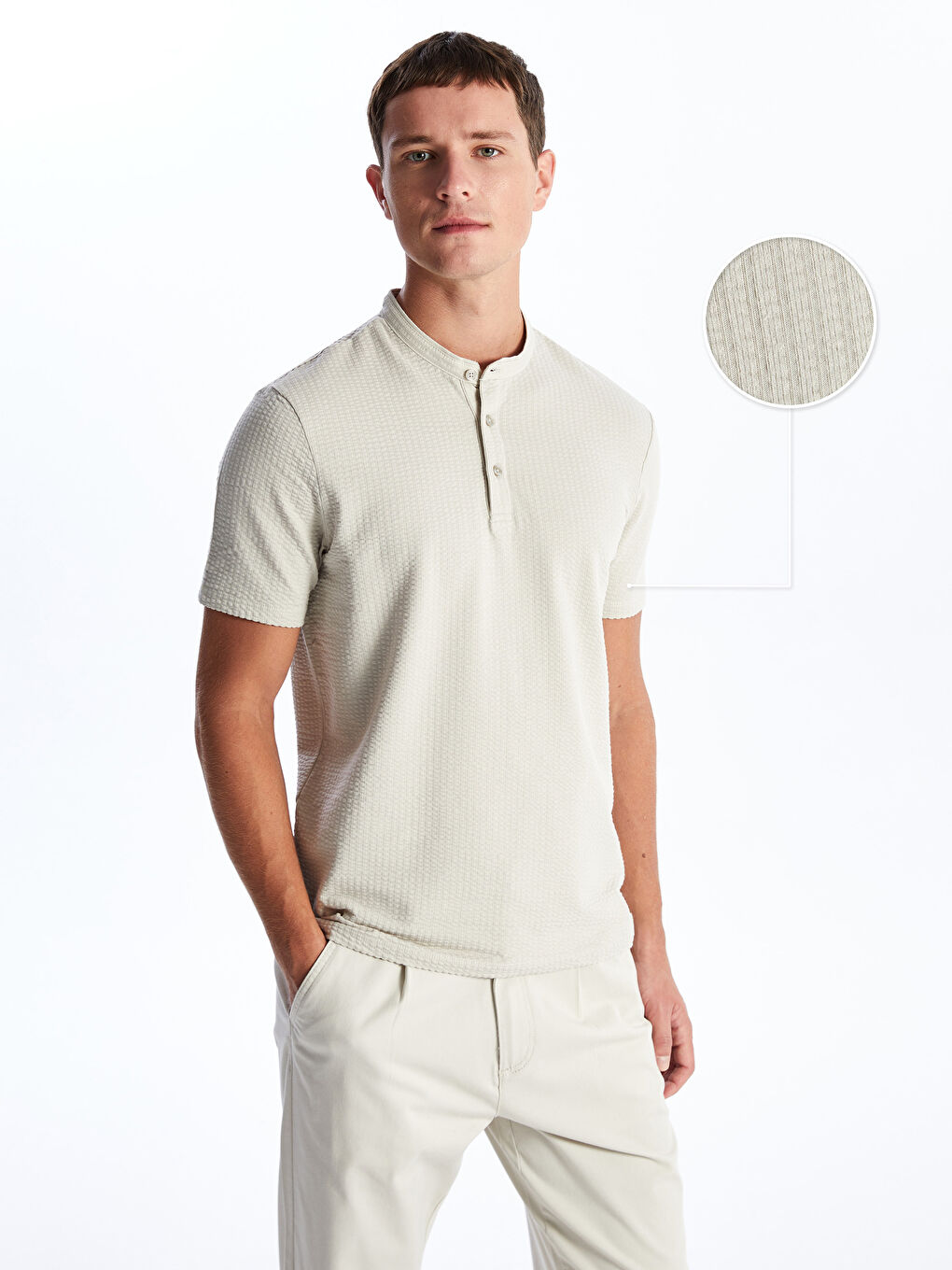 Crew Neck Short Sleeve Men's Textured T-Shirt -S4EY18Z8-HZZ