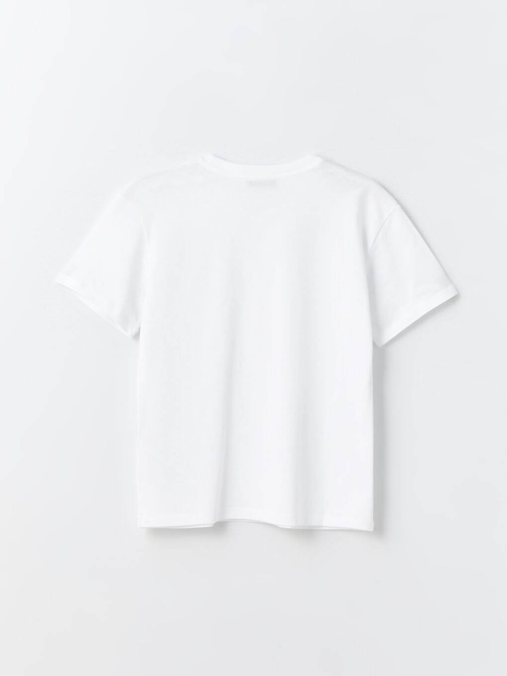 Beyaz Bisiklet Yaka Nakışlı Kısa Kollu Kadın Tişört-6