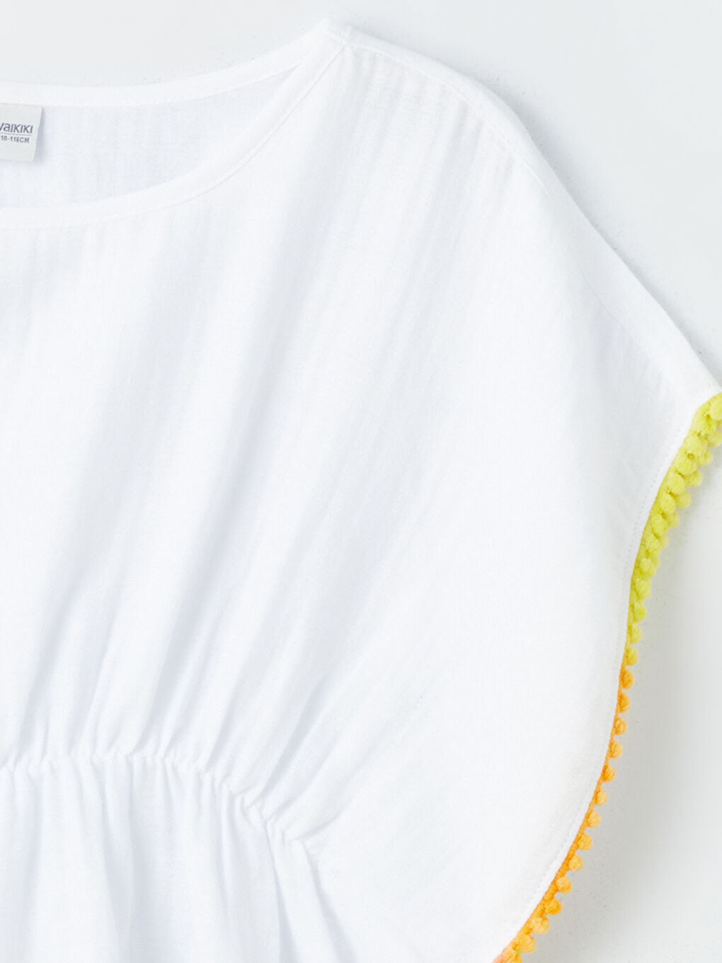 Beyaz Bisiklet Yaka Kendinden Desenli Kız Çocuk Pareo-1