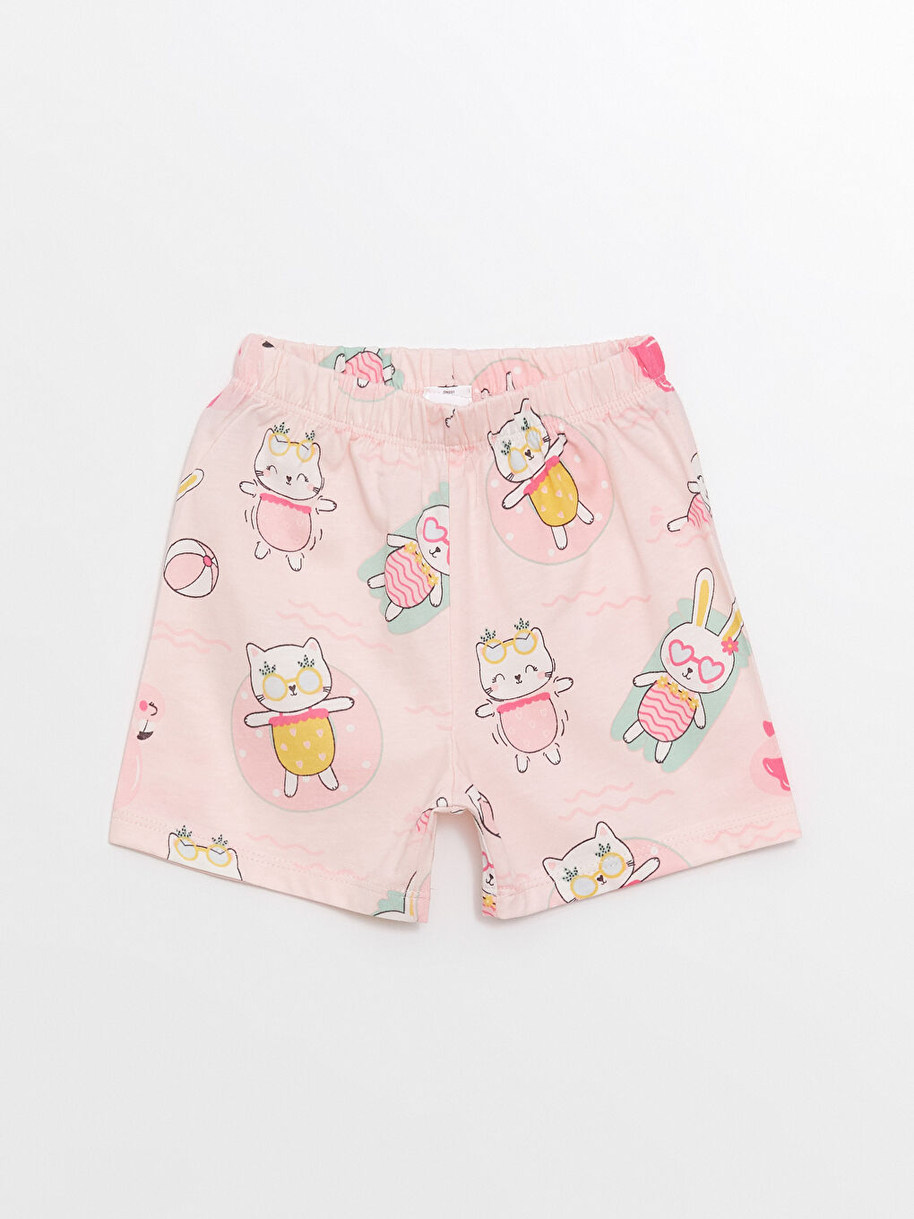 LCW baby Açık Pembe Baskılı Polo Yaka Kız Bebek Şortlu Pijama Takımı - 3