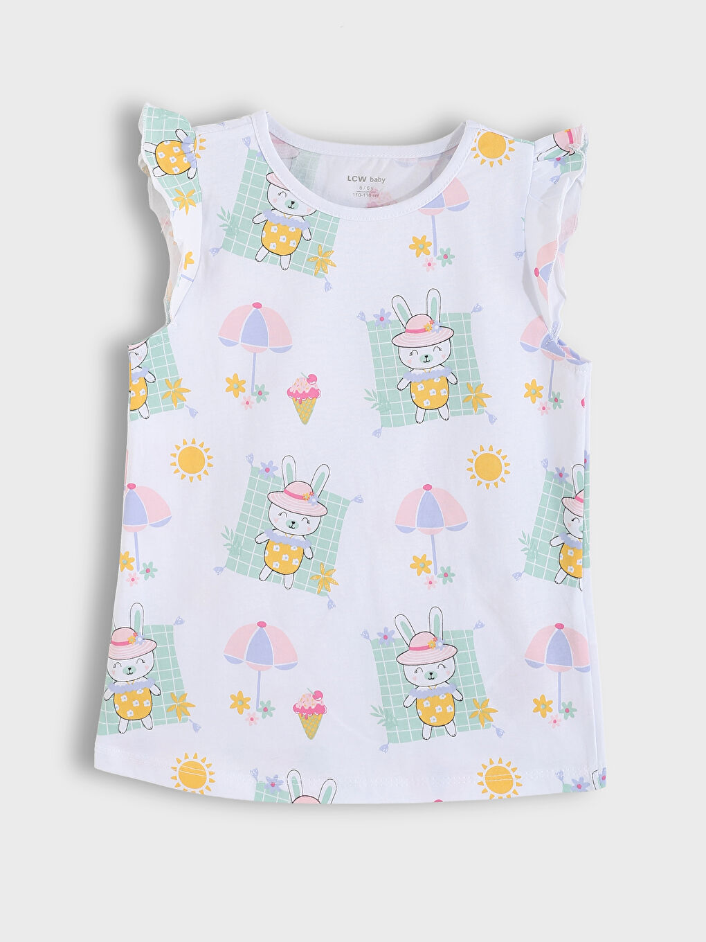 Crew Neck Printed Baby Girls' Shorts Pyjama Set-1