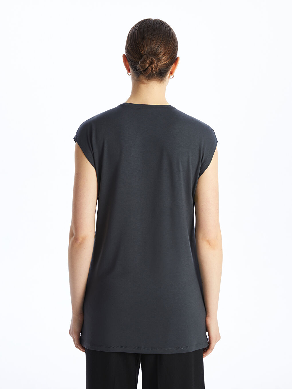 Crew Neck Straight Short Sleeve Women's Tunic -S4EY72Z8-R4Q