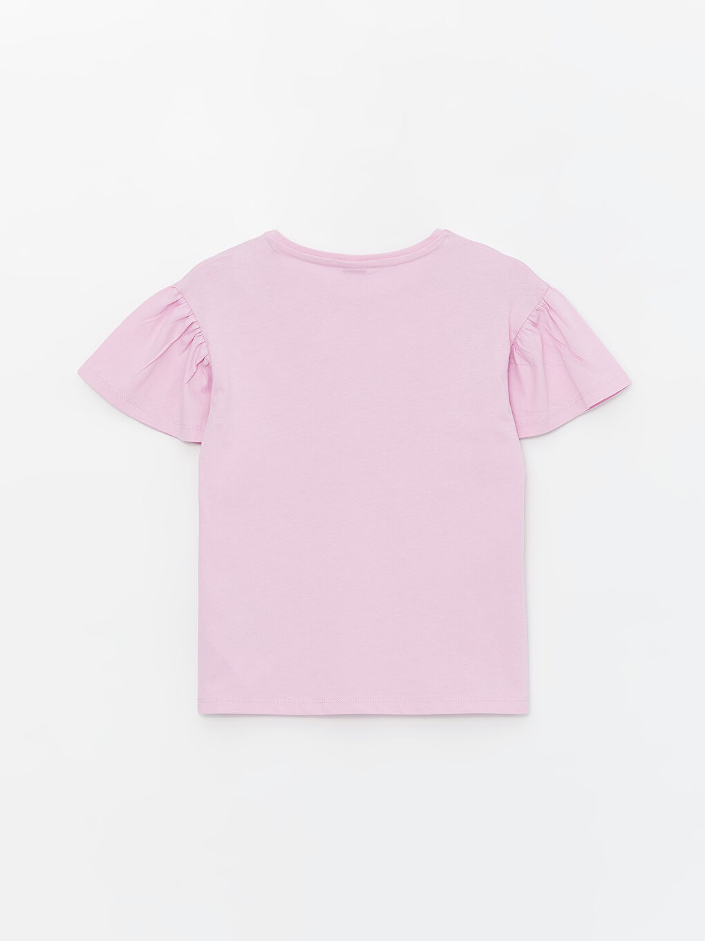 Lila Bisiklet Yaka Baskılı Kısa Kollu Kız Çocuk Tişört-1