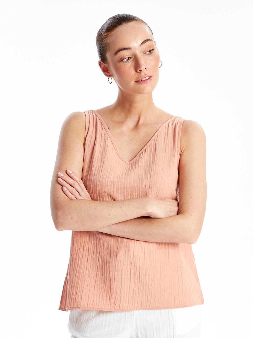 V Neck Straight Women Blouse -S4FA21Z8-GGB