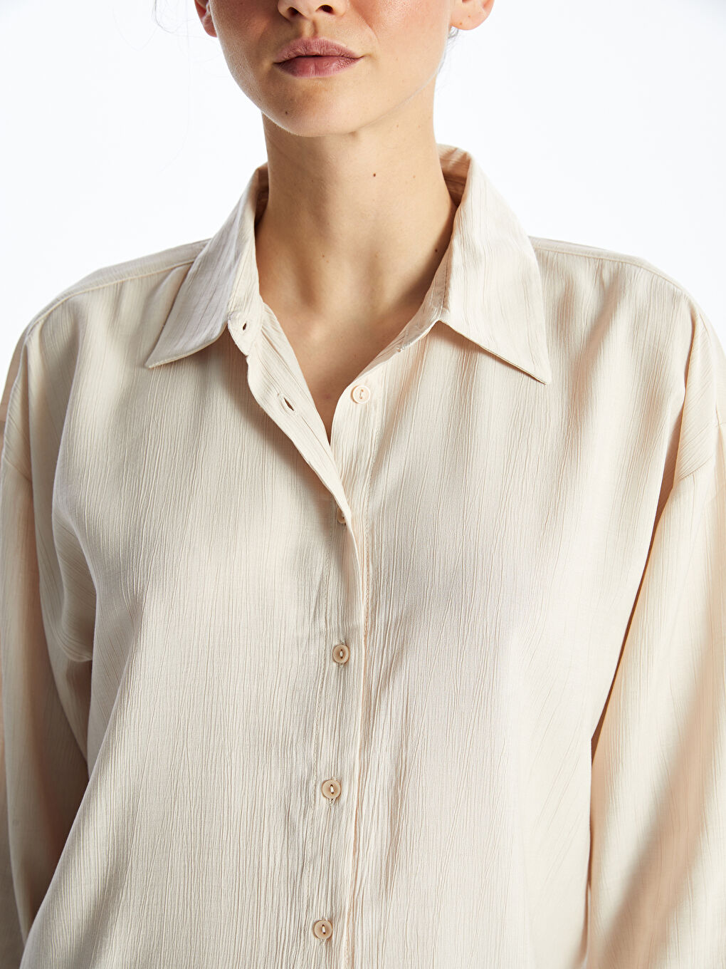 Plain Long Sleeve Linen-Look Women's Shirt Tunic -S4FA28Z8-EEW