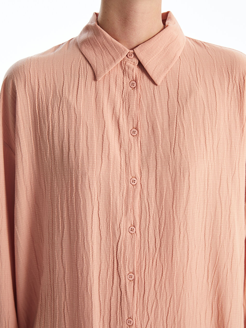 Plain Long Sleeve Linen Look Women's Shirt Tunic -S4FA28Z8-GGB