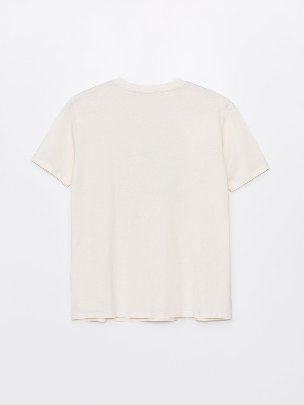 Ekru Bisiklet Yaka Baskılı Kısa Kollu Kadın Tunik-6